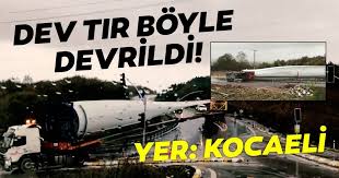 Dev türbin kanadını taşıyan TIR devrildi